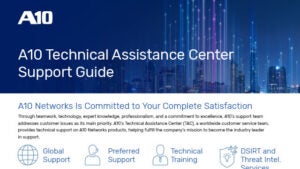 Screenshot of the document titled, A10 Technical Assistance Center Support Guide
