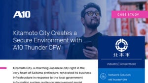 screenshot of the case study document titled Kitamoto City Creates a Secure Environment with A10 Thunder CFW