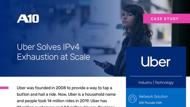 Preview of case study document titled 'Uber Solves IPv4 Exhaustion at Scale'
