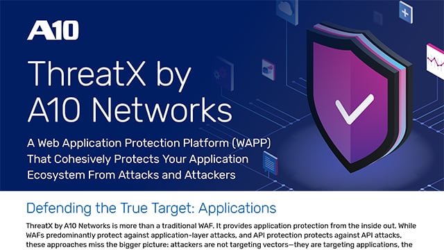 ThreatX by A10 Networks: Web Application Protection Platform (WAPP) shielding applications from attacks and attackers.