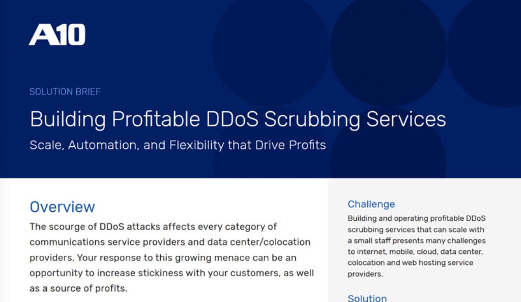 Building Profitable DDoS Scrubbing Services Solution Brief