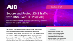 Screenshot of the solution brief titled 'Secure and Protect DNS Traffic With DNS Over HTTPS'