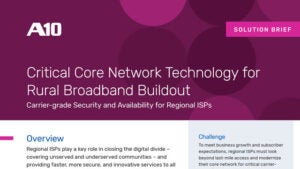 Previous of solution brief document titled, 'Critical Core Network Technology for Rural Broadband Buildout'
