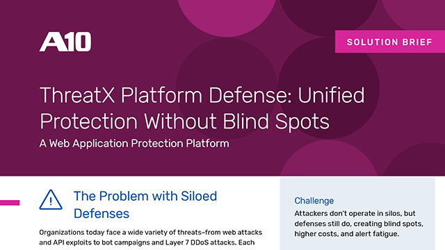 A10 ThreatX Platform Defense: Unified Protection Without Blind Spots. A Web Application Protection Platform. Solution Brief.