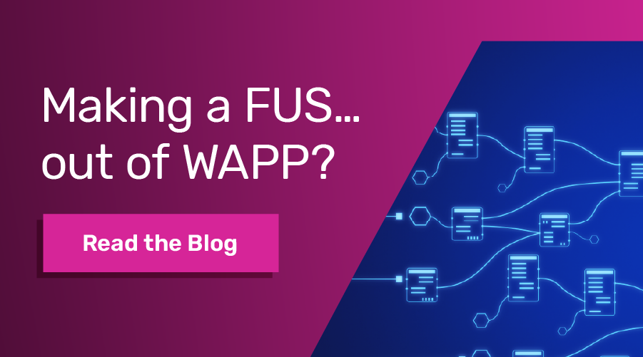 Alt text: Making a FUS... out of WAPP? Read the Blog with a background of network servers and connections.