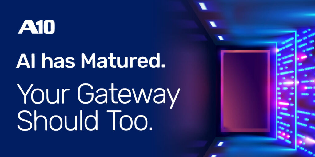 A10: AI has Matured. Your Gateway Should Too. Colorful digital background with a glow effect emphasizing technology advancement.