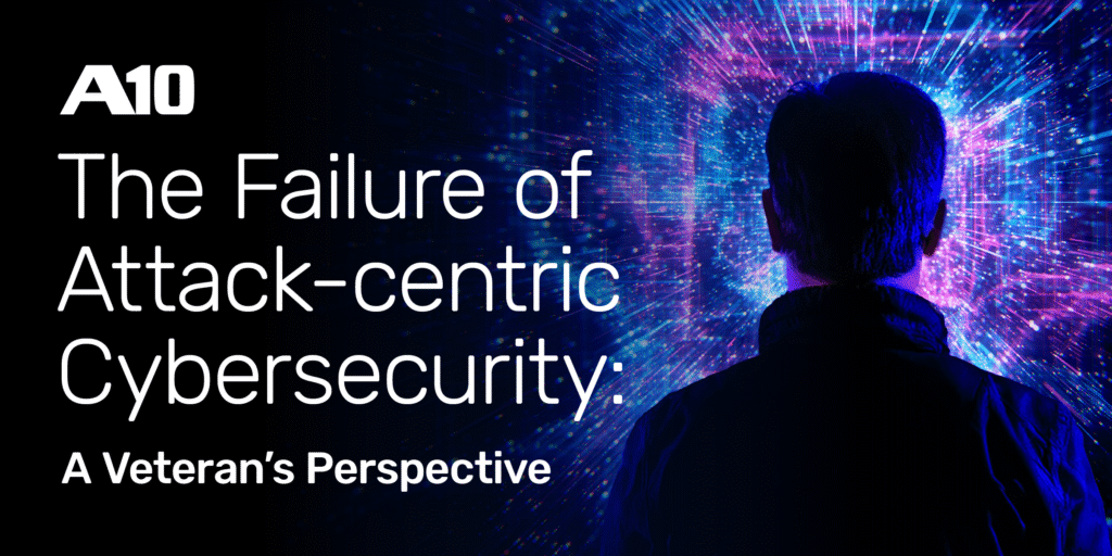 A10: The Failure of Attack-centric Cybersecurity: A Veteran’s Perspective with silhouette and digital background.