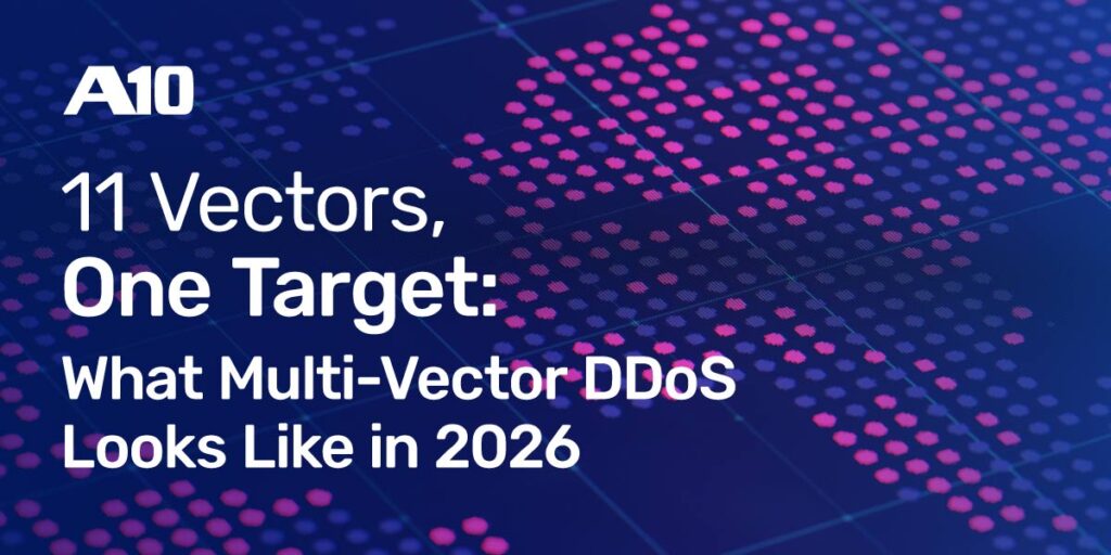 Alt text: A10 11 Vectors, One Target: What Multi-Vector DDoS Looks Like in 2026 visual representation.