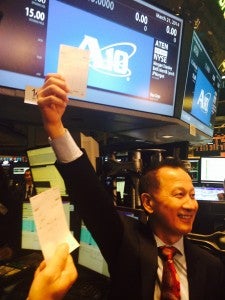 buying first share of ATEN on the floor of the New York Stock Exchange