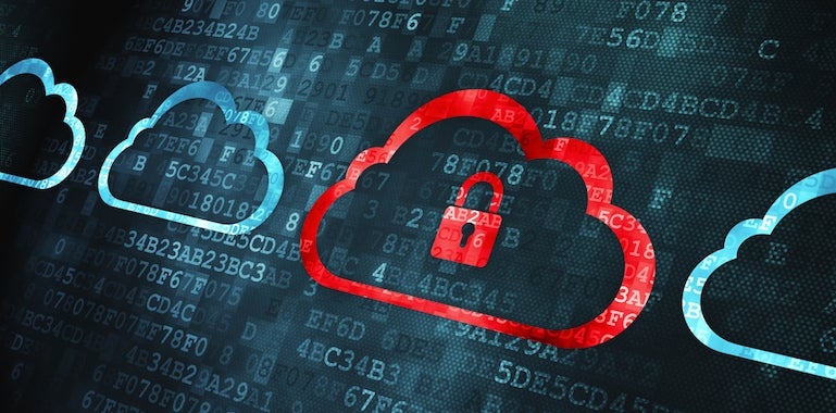 Cloud With Padlock on digital background