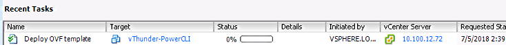 Deployment of the OVA file