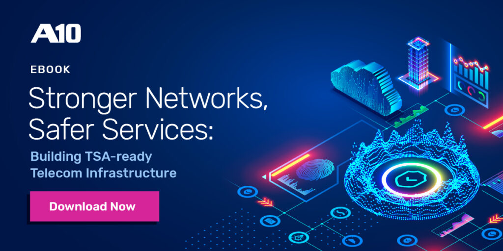 Ebook cover: Stronger Networks, Safer Services: Building TSA-ready Telecom Infrastructure. Download Now button.