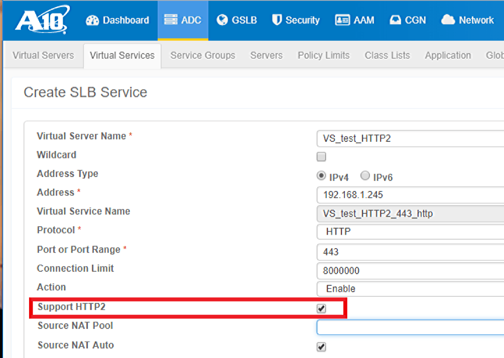 Thunder ADC Create SLB Service