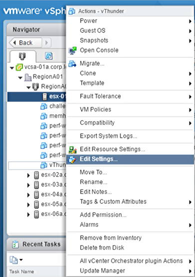 Edit VM’s setting to set the standard switch port group